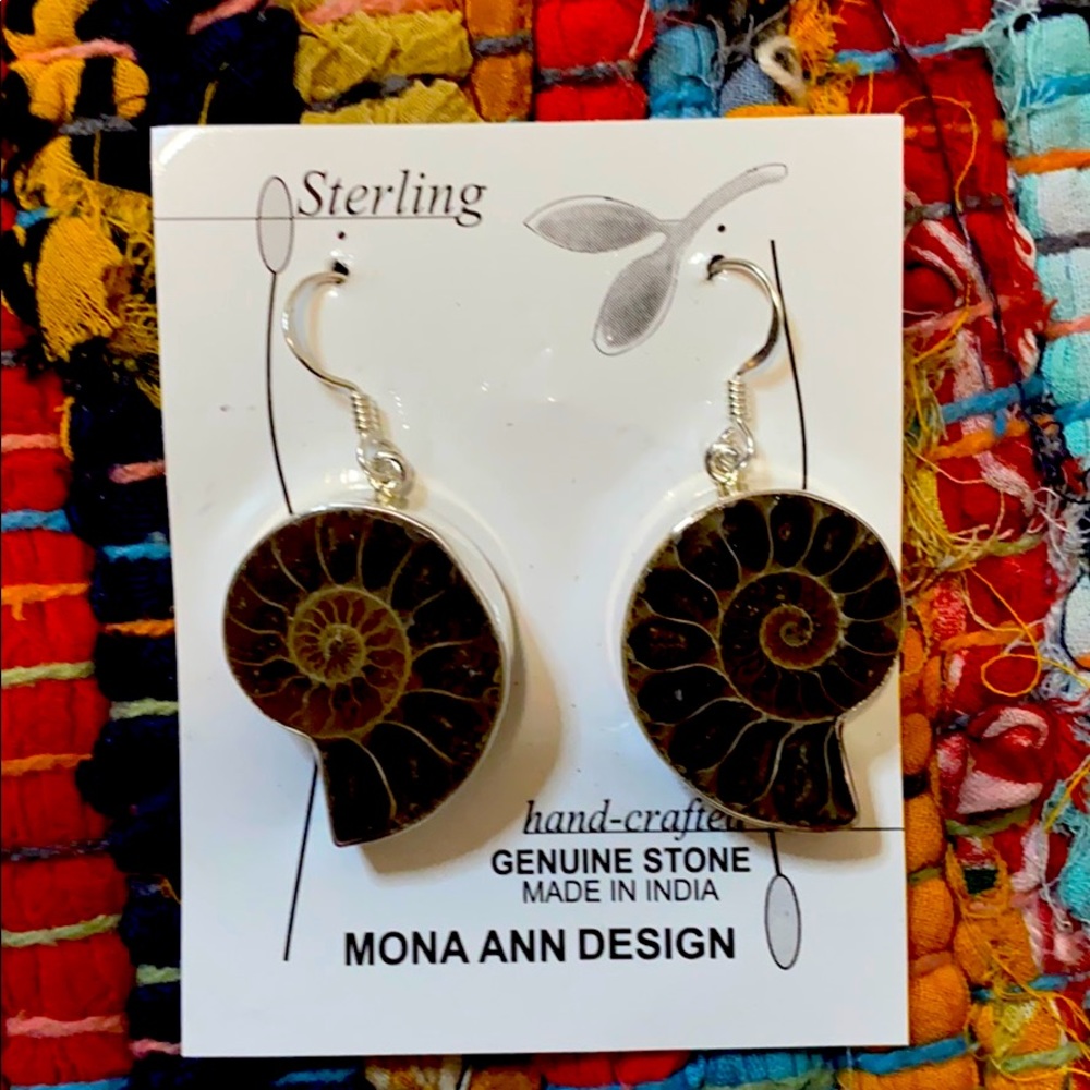 Ammonite sterling silver earrings